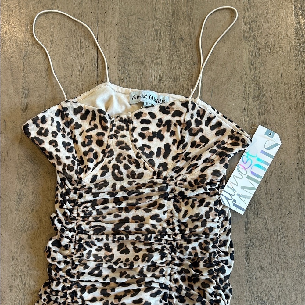 Almost Famous Animal Print Ruched Dress